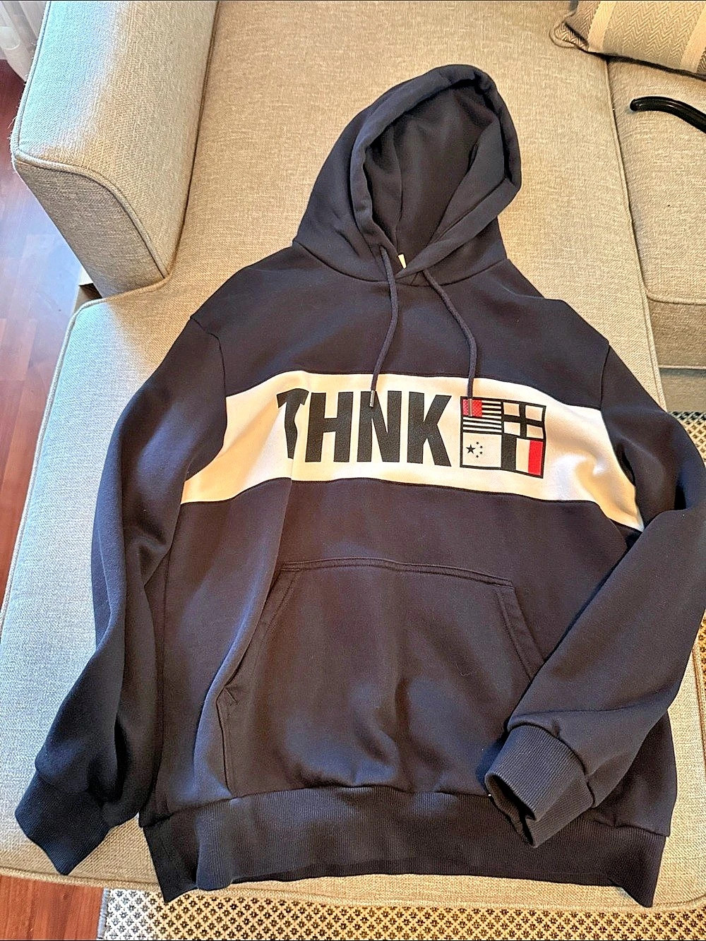 H&M Large.O.G.G. THNK Graphic Hoodie Color Block Black & White Large